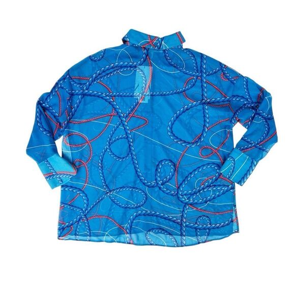 Zara Blue Nautical Oversized Button Down Blouse Medium - Picture 6 of 13